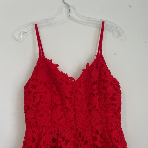 ASTR the Label Lace V-Neck Spaghetti Strap Dress, Red, Women's Size Large - Picture 3 of 8